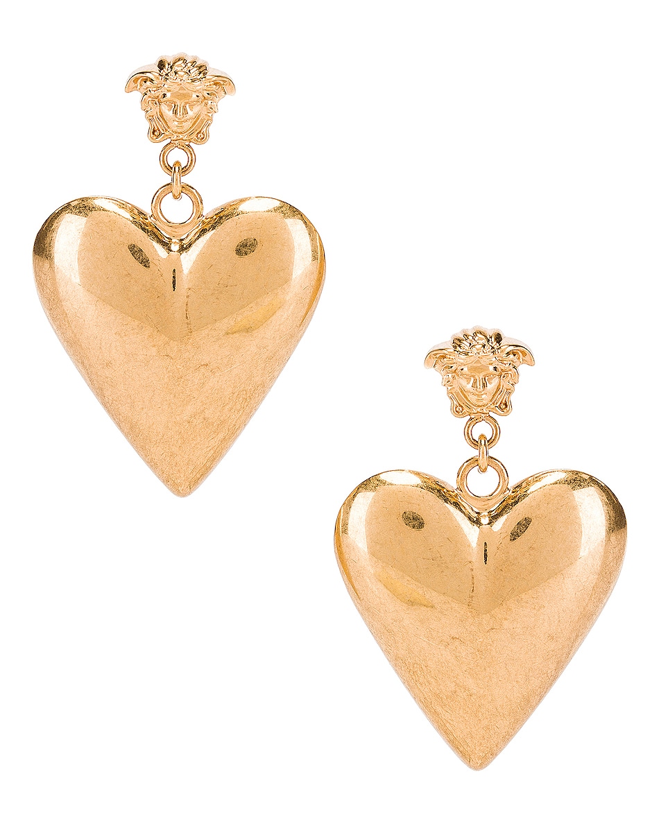 Image 1 of VERSACE Heart Earrings in Gold