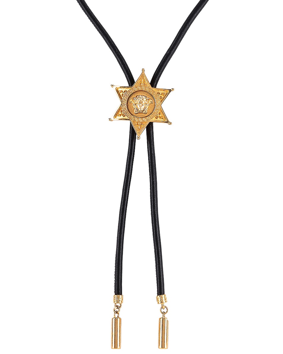 Image 1 of VERSACE Starburst Bolo Necklace in Black & Gold