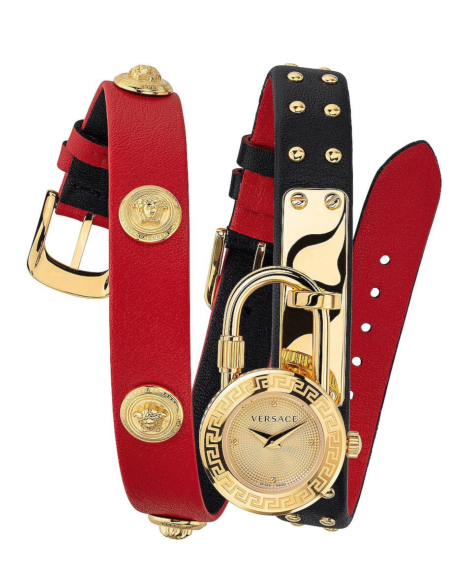 Image 1 of VERSACE Medusa Lock Icon Wrap Watch in Red