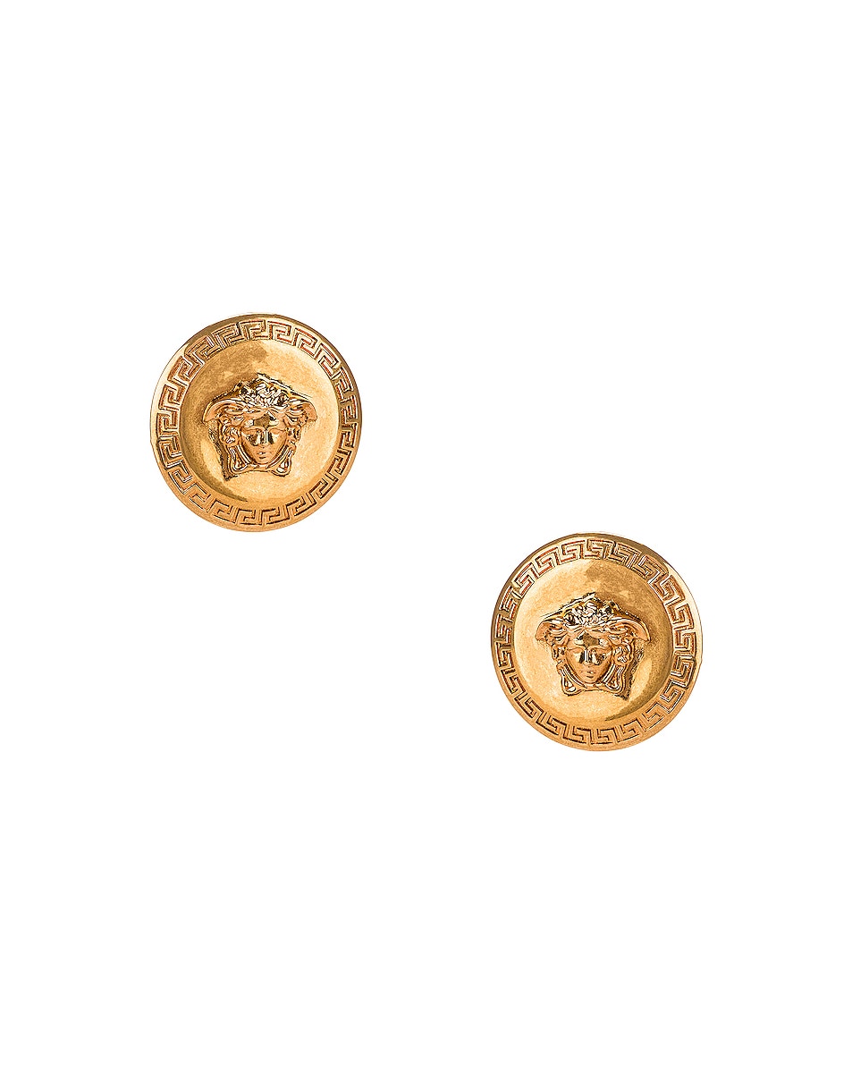 Image 1 of VERSACE Coin Stud Earrings in Gold