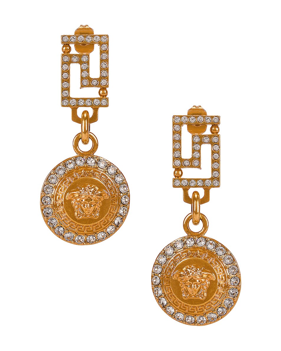 Image 1 of VERSACE Medusa Crystal Earrings in Gold