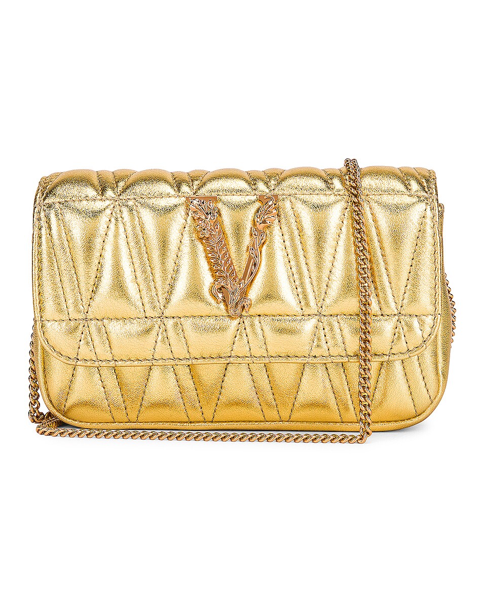 Image 1 of VERSACE Quilted V Shoulder Bag in Oro