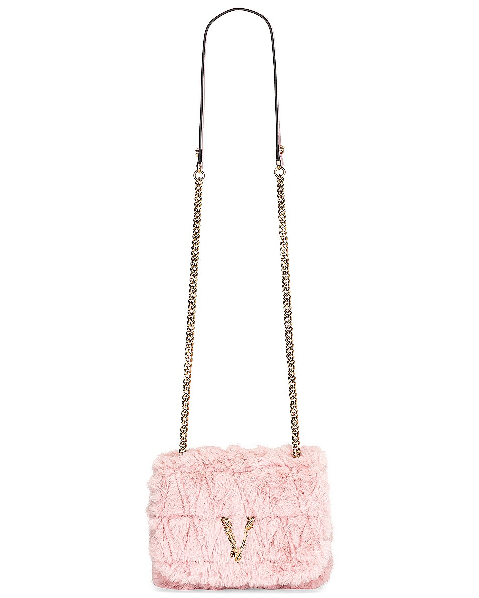Image 1 of VERSACE Virtus Quilted Shoulder Bag in English Rose & Oro