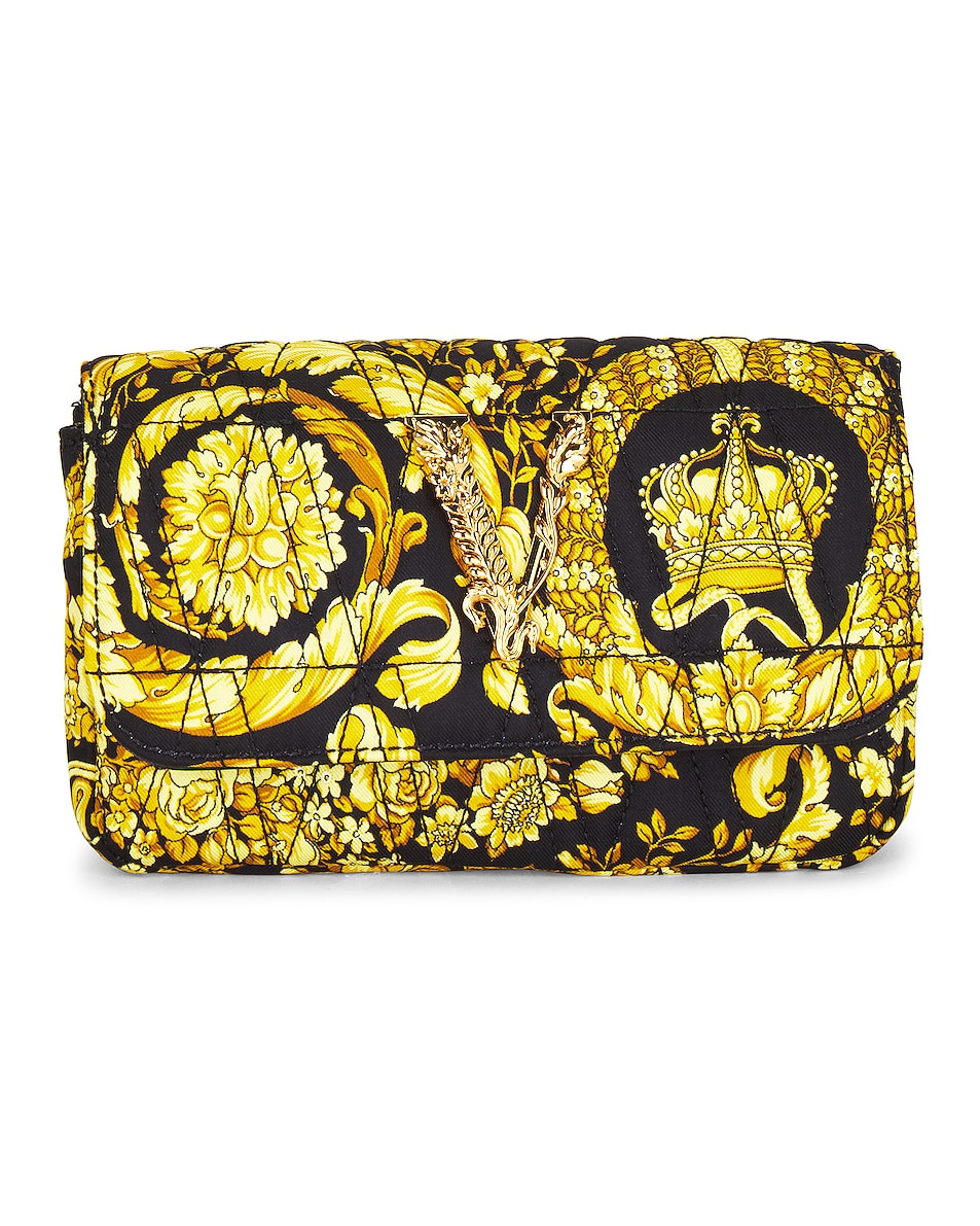 Image 1 of VERSACE Virtus Quilted Shoulder Bag in Nero, Multicolor, & Oro