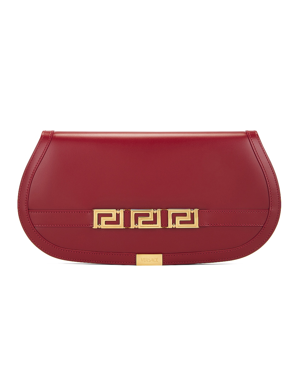 Image 1 of VERSACE Greca Clutch in Parade Red & Oro