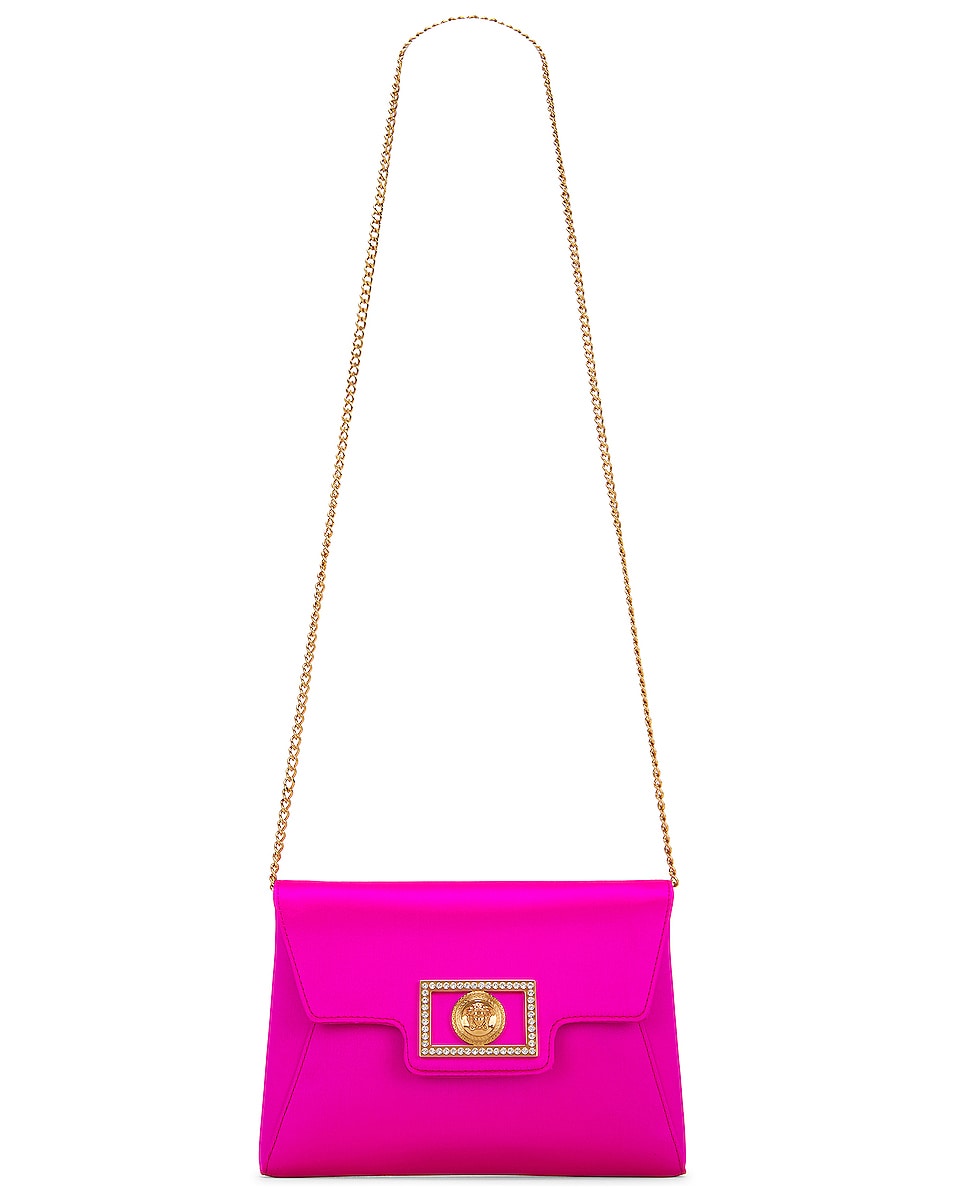 Image 1 of VERSACE Chain Wallet Bag in Deep Fuchsia & Oro