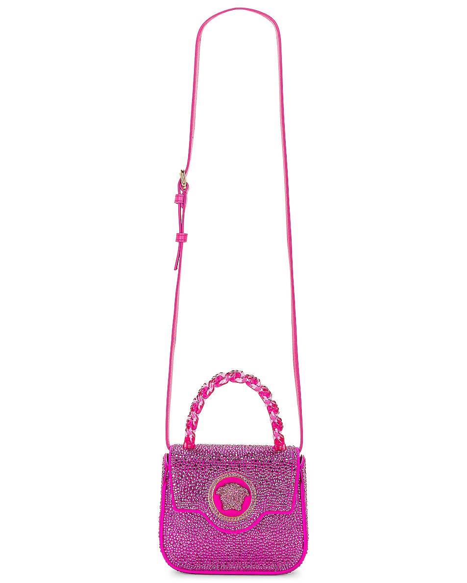 Image 1 of VERSACE La Medusa Mini Top Handle Bag in Fuchsia & Oro