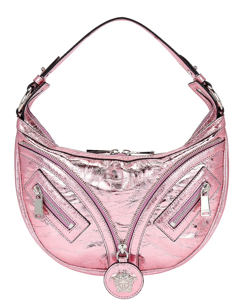 Image 1 of VERSACE Small Hobo Bag in Baby Pink & Palladium