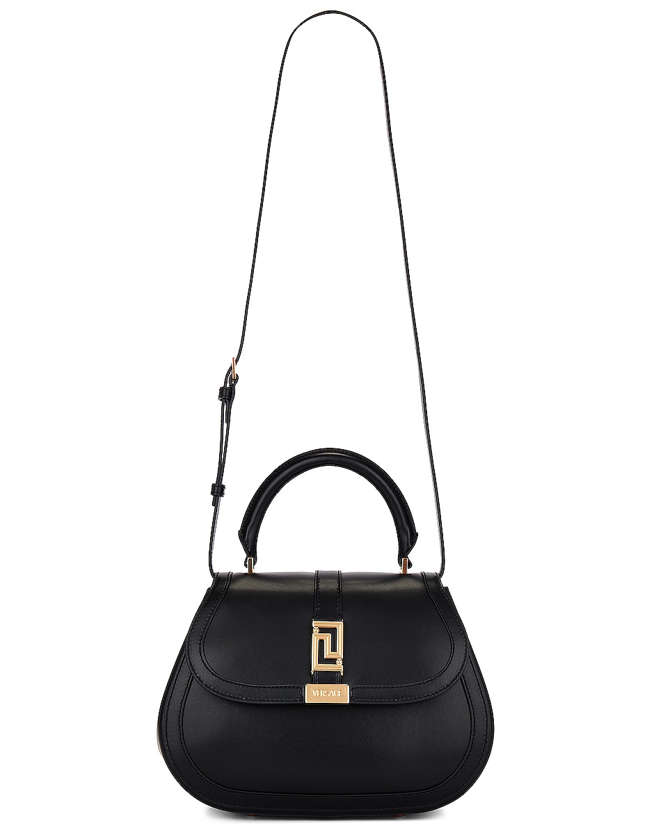 Image 1 of VERSACE Medium Top Handle Bag in Black & Versace Gold