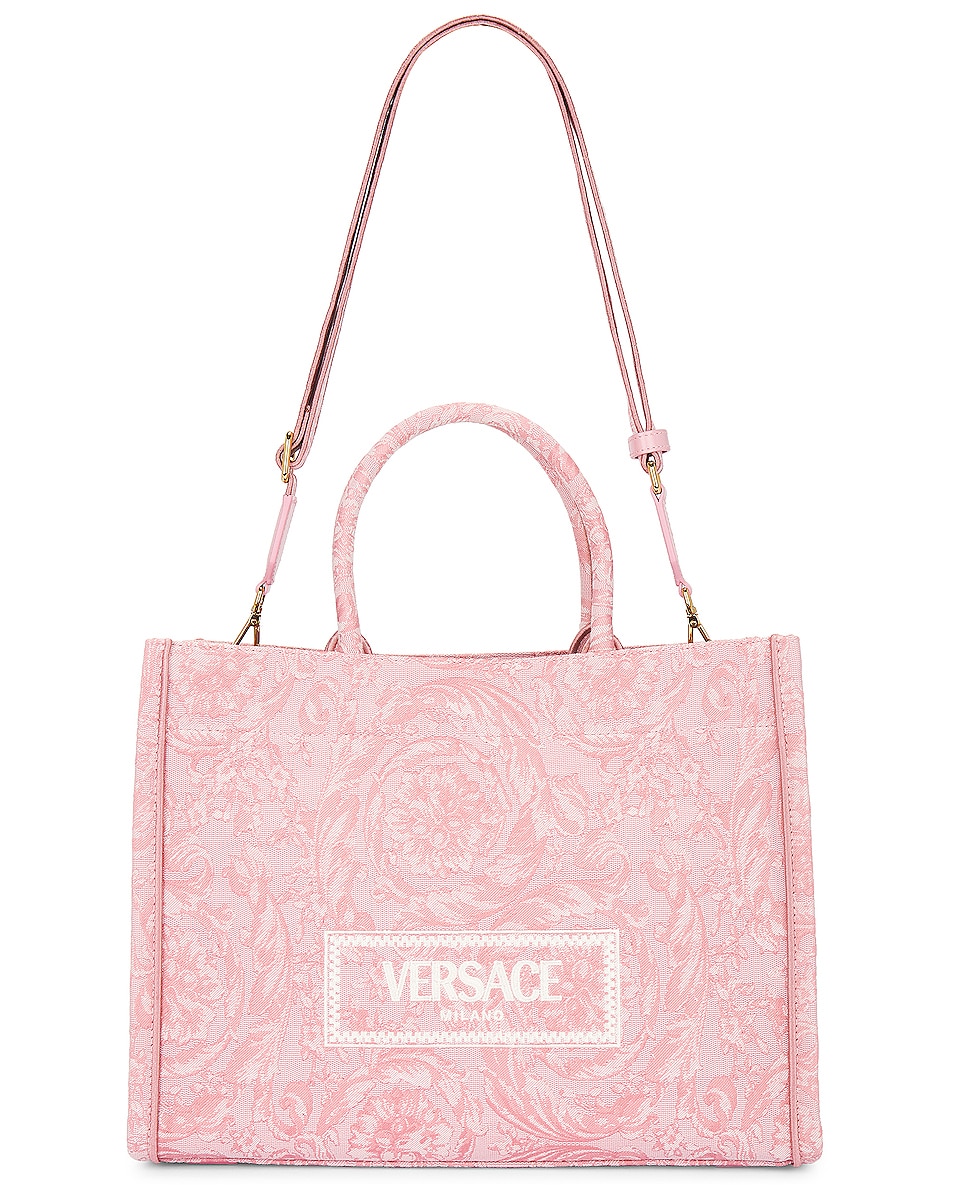 Image 1 of VERSACE Large Jacquard Barocco Tote Bag in Pale Pink