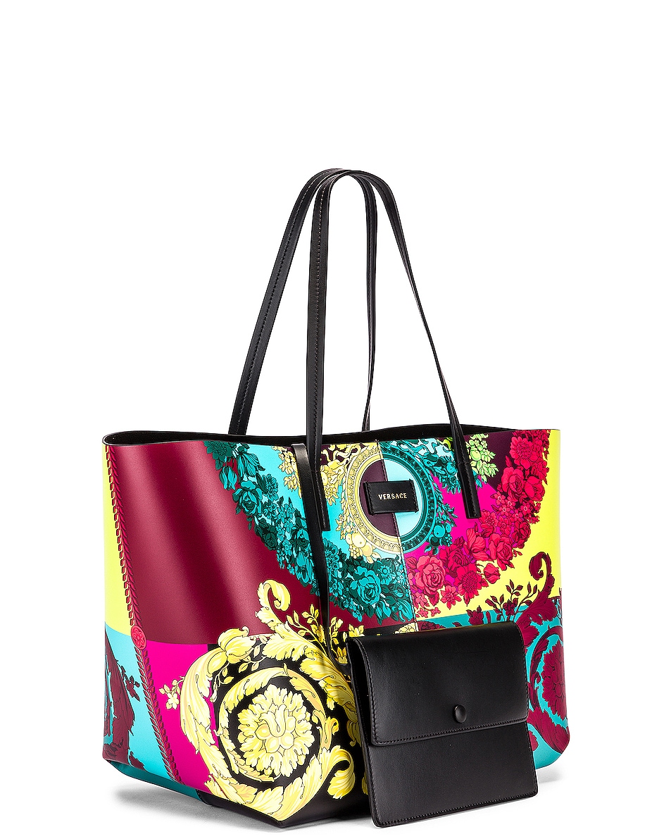 VERSACE Leather Tribute Tote in Black & Multicolor | FWRD