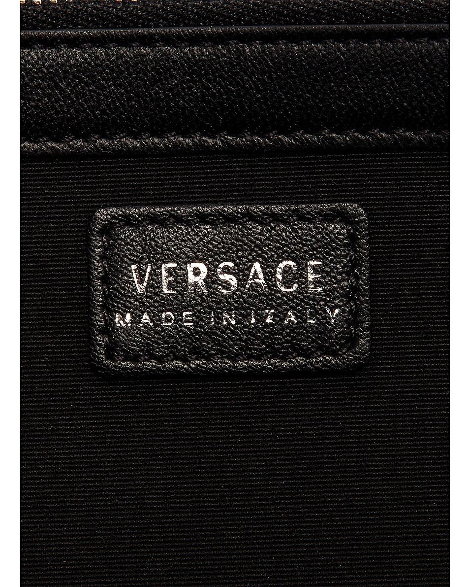 VERSACE V Leather Crossbody Bag in Black & Palladio | FWRD