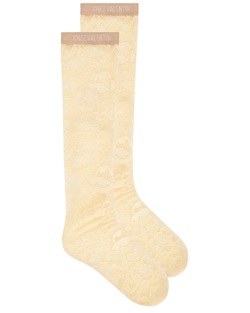 Image 1 of Valentino Rebrode Lace Sock in Avorio