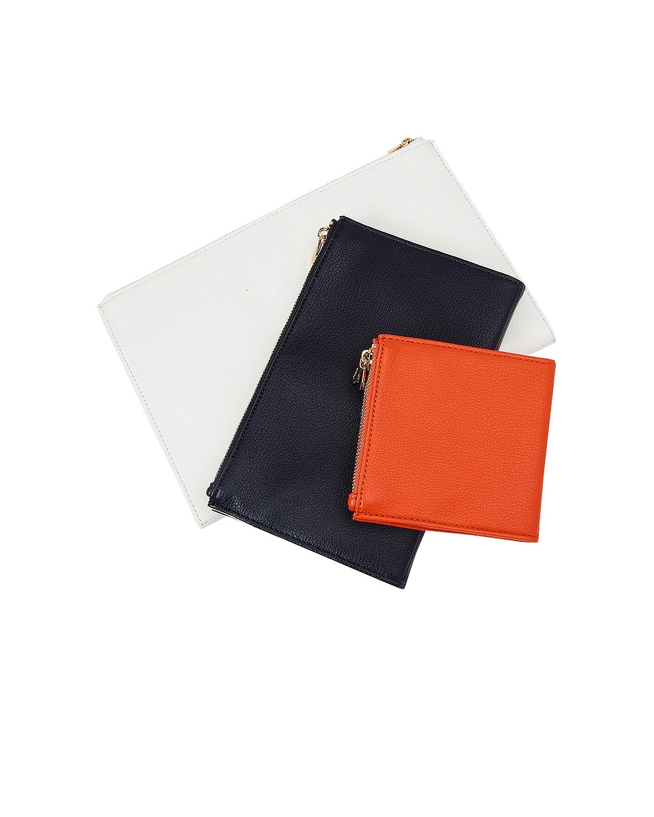 Image 1 of Wolf 1834 Maria Set Of 3 Zip Pouches in Navy, Tangerine, & White