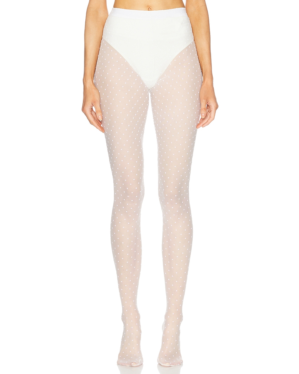 Image 1 of WARDROBE.NYC Polka Dot Tights in White