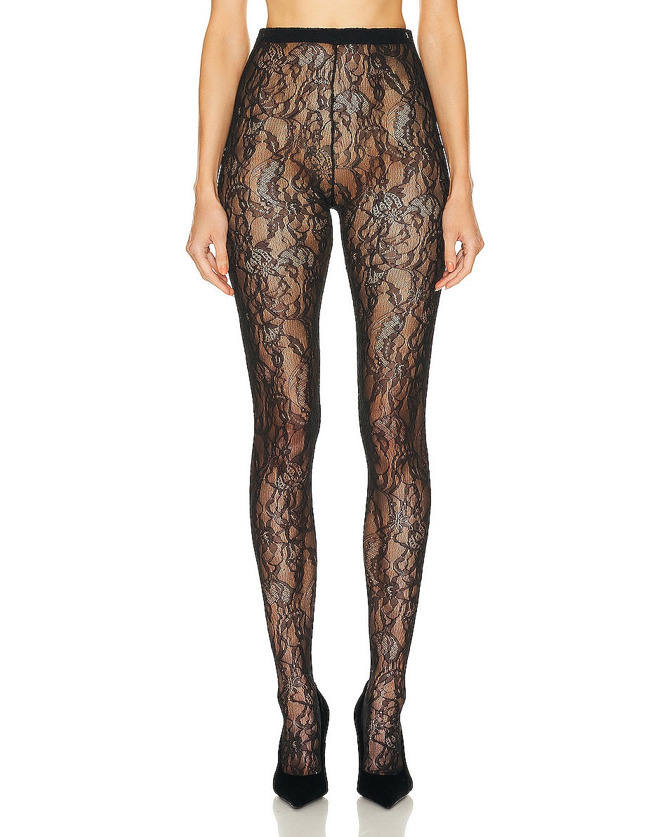 Image 1 of WARDROBE.NYC Lace Tights in Black