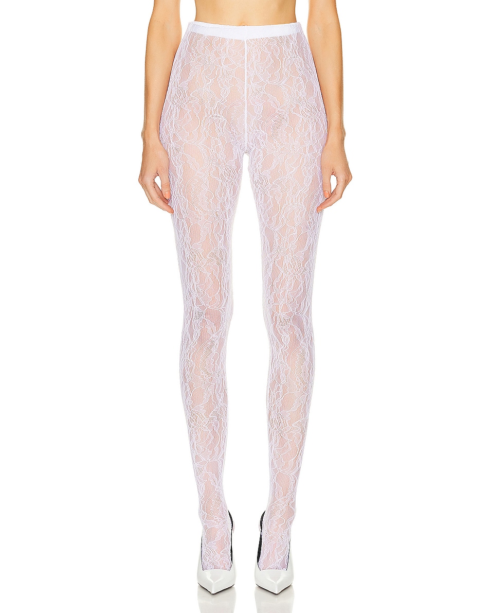 Image 1 of WARDROBE.NYC Lace Tights in Off White