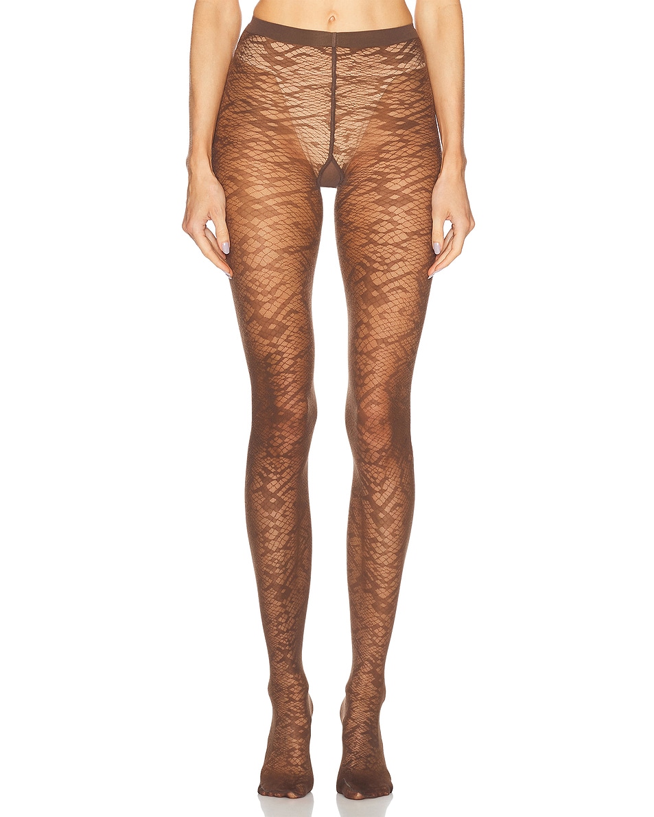 Image 1 of Wolford Snake Jacquard Tights in Umber