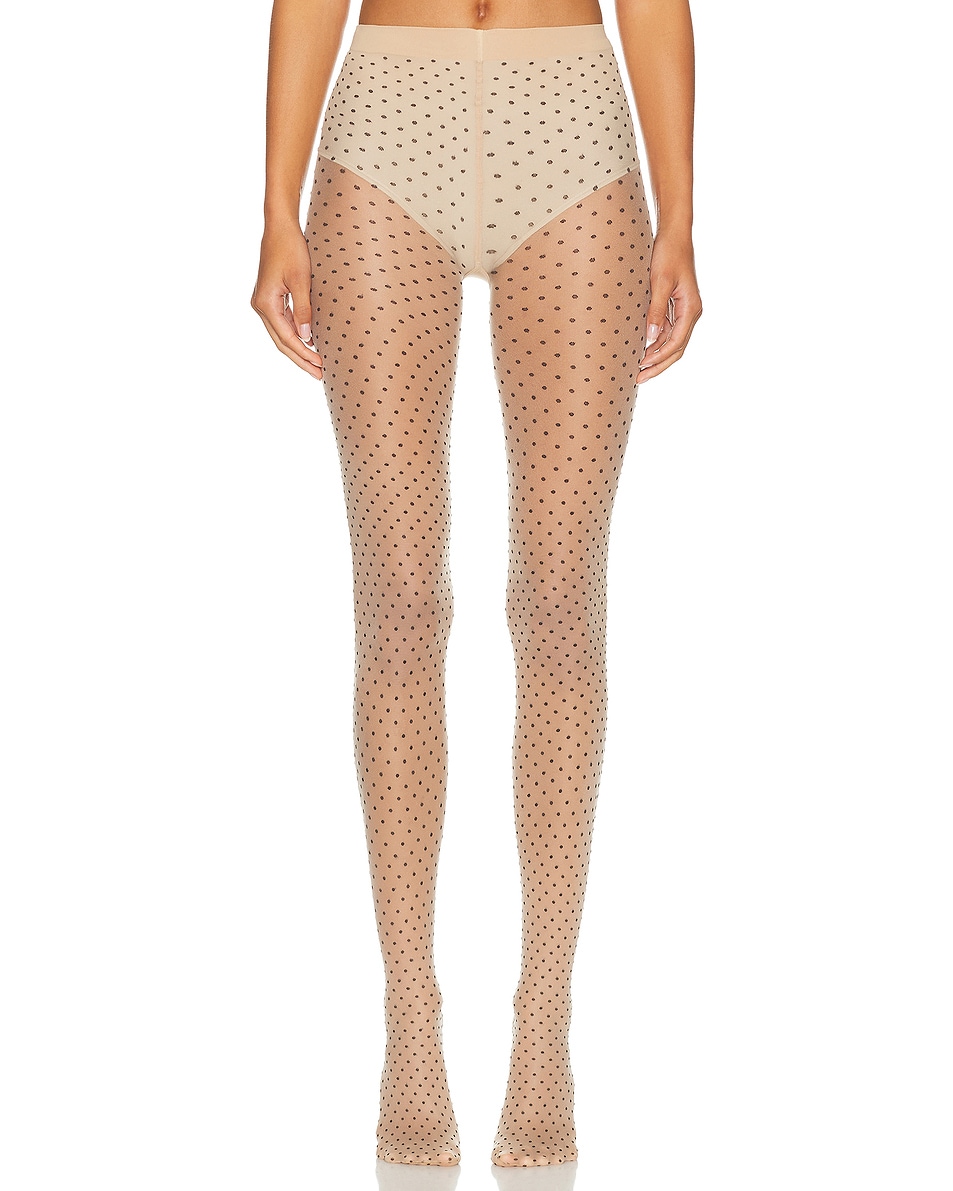 Image 1 of Wolford Multicolored Dot Tights in Fairly Light & Black