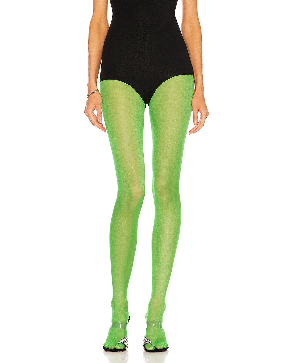Image 1 of Wolford x Amina Muaddi Thong Tights in Simple Green