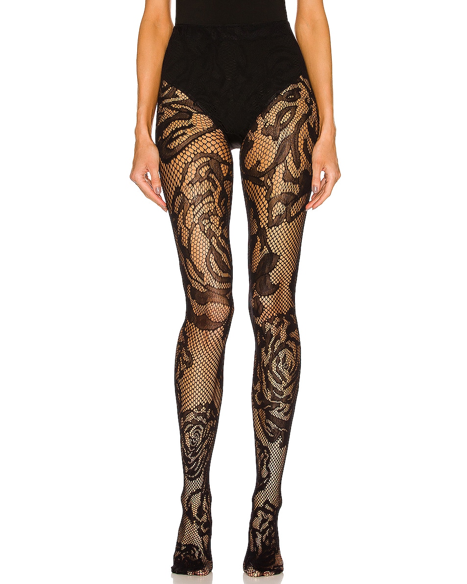 Image 1 of Wolford Net Roses Tights in Black