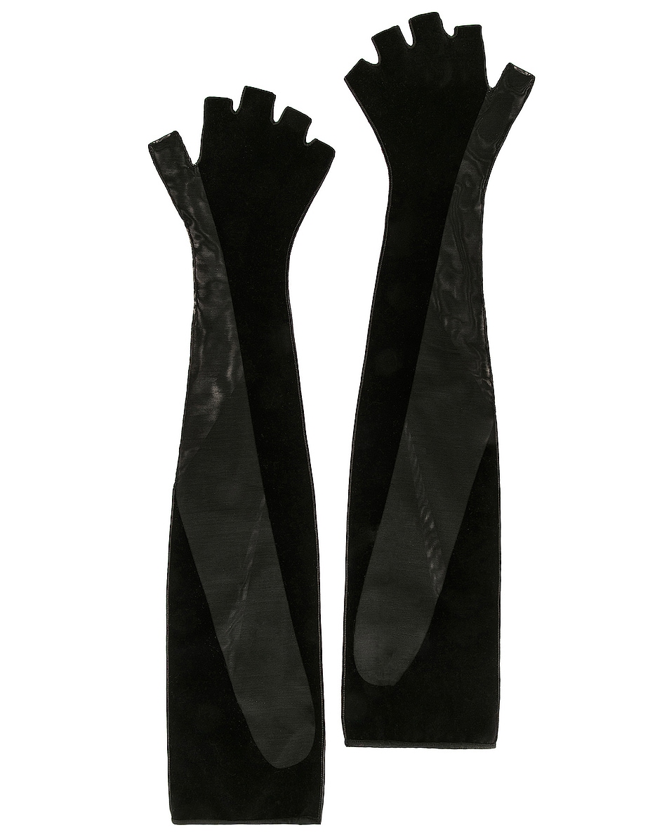 Image 1 of Wolford x Mugler Flock Shaping Gloves in Black