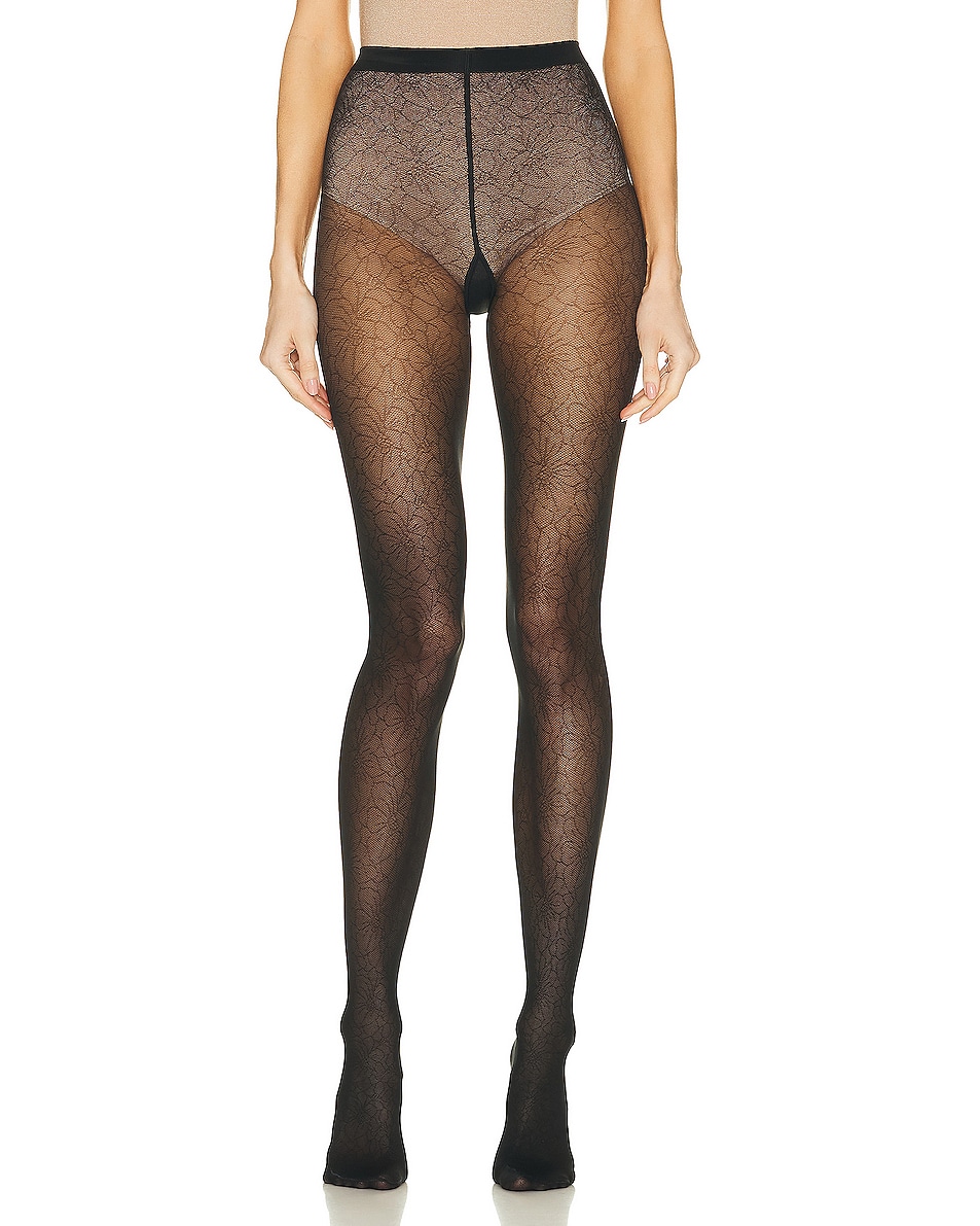 Image 1 of Wolford Floral Lace Tight in Black