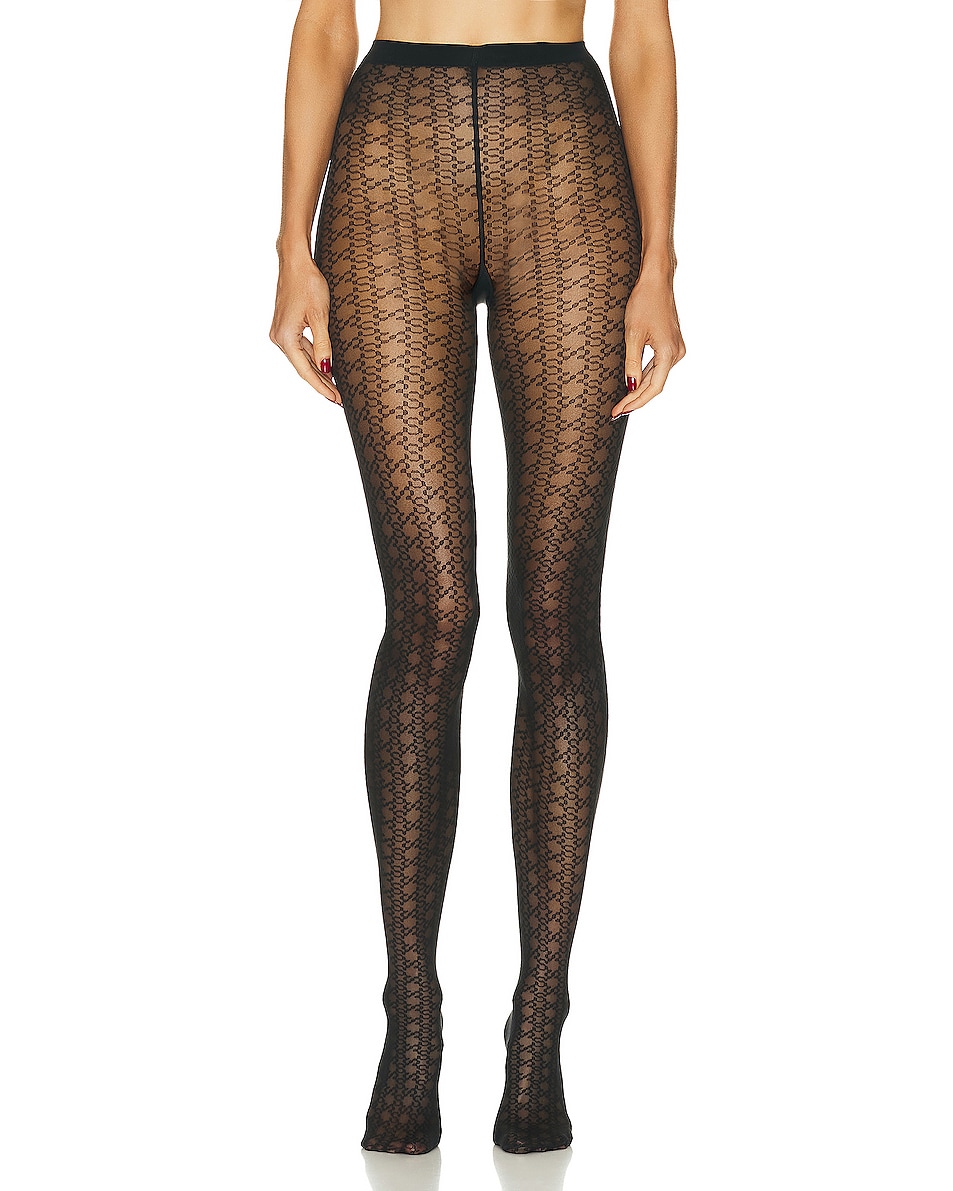 Image 1 of Wolford X Simkhai Sheer Pattern Tight in Black
