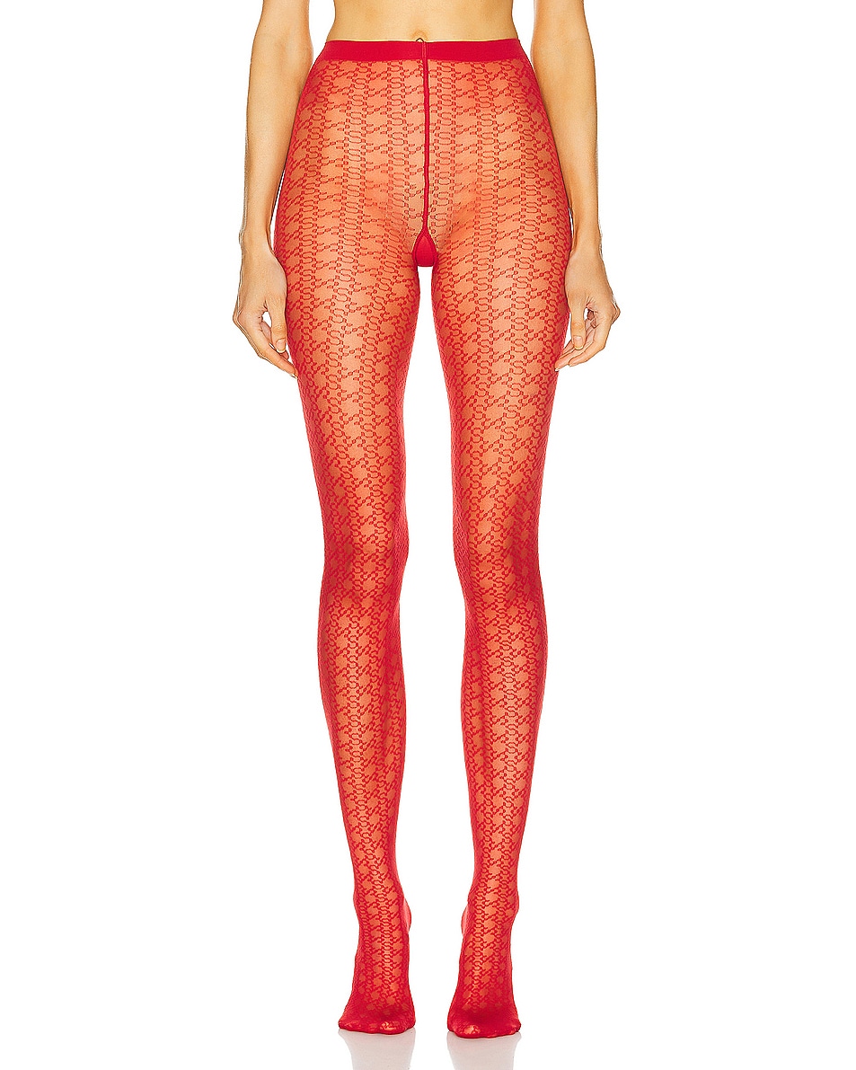 Image 1 of Wolford X Simkhai Sheer Pattern Tight in Red