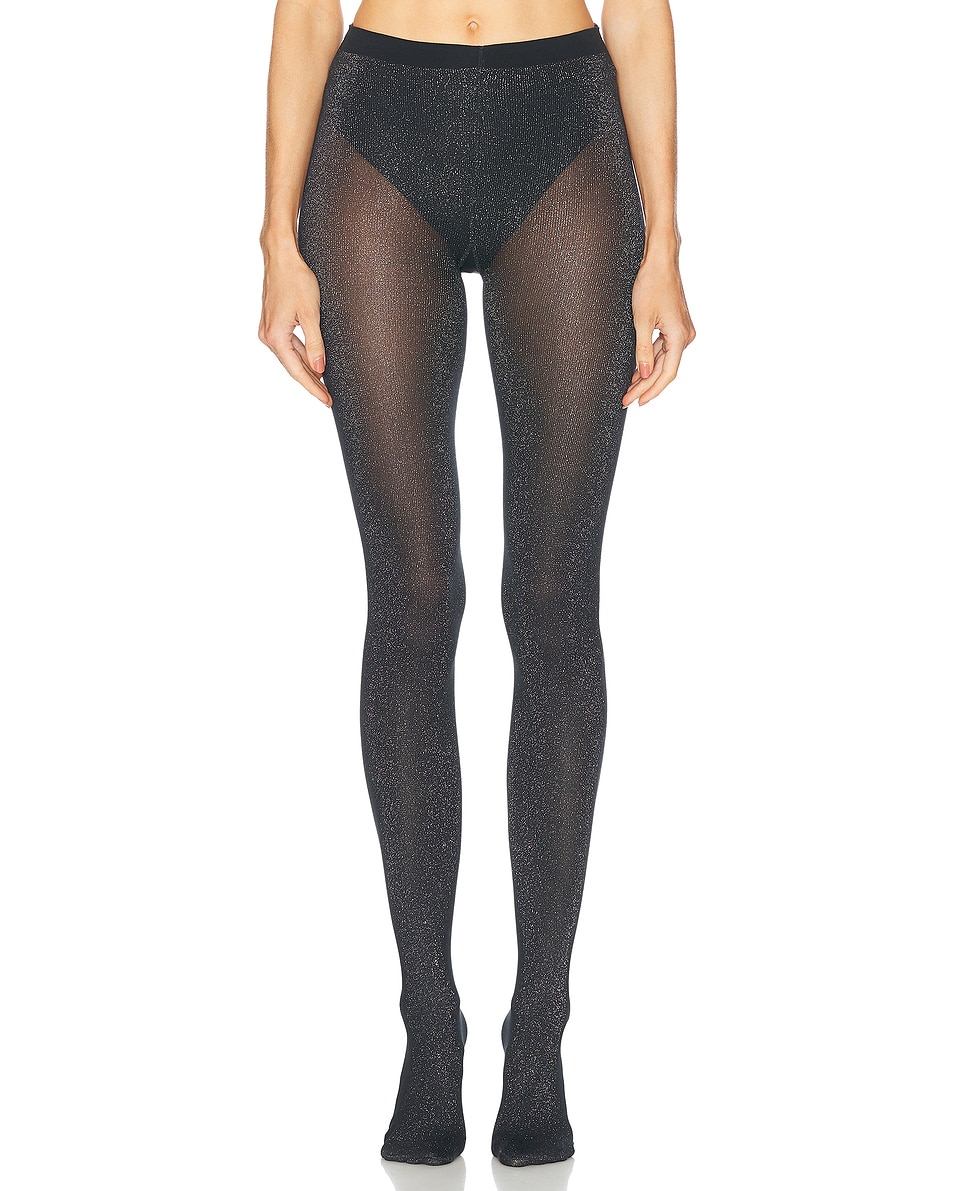 Image 1 of Wolford Stardust Tights in Black Silver