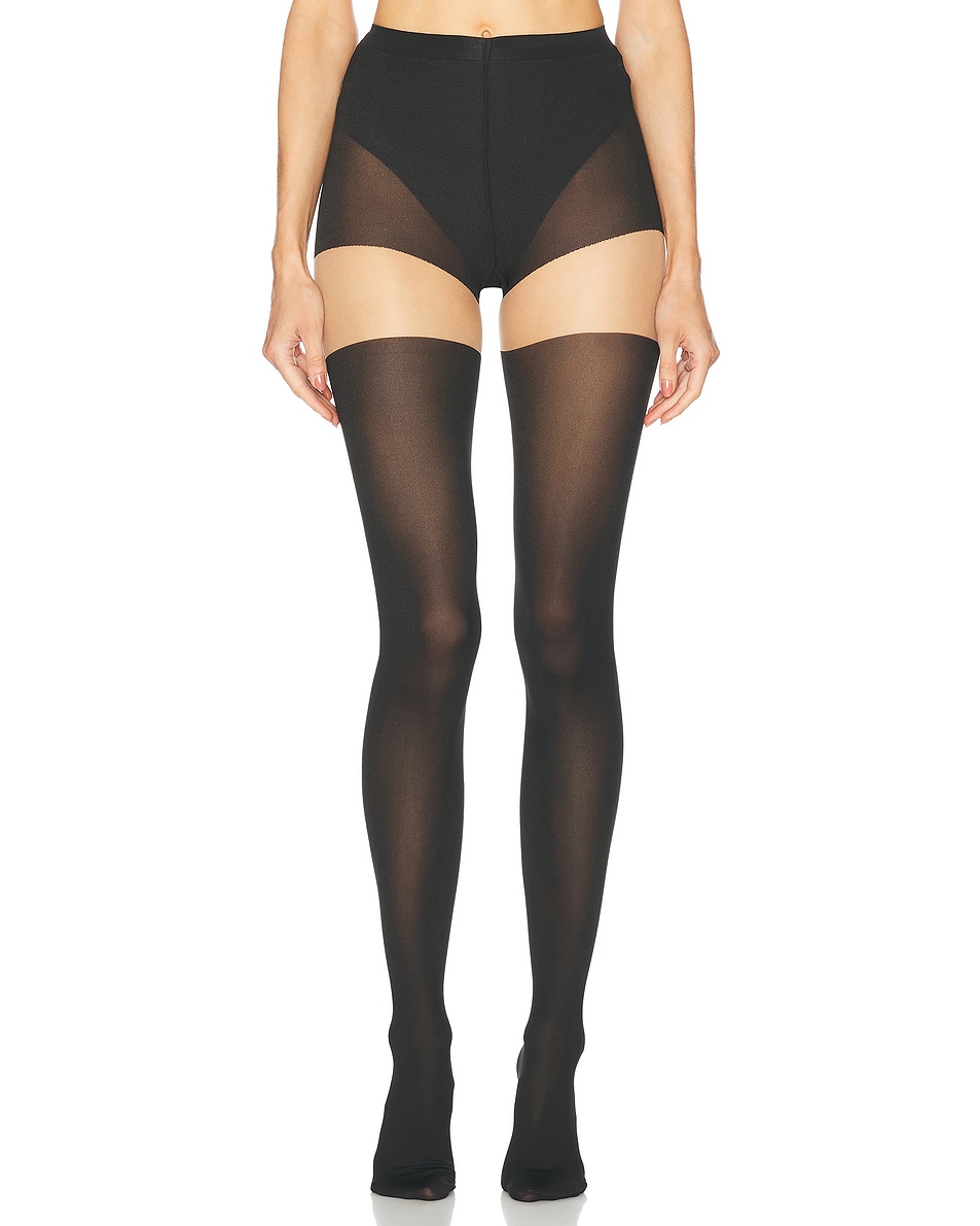 Image 1 of Wolford Hotpants Tights in Fairly Light & Black