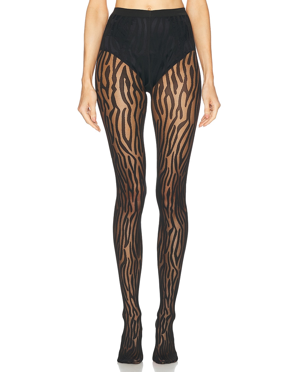 Image 1 of Wolford Wilderness Tights in Black & Black