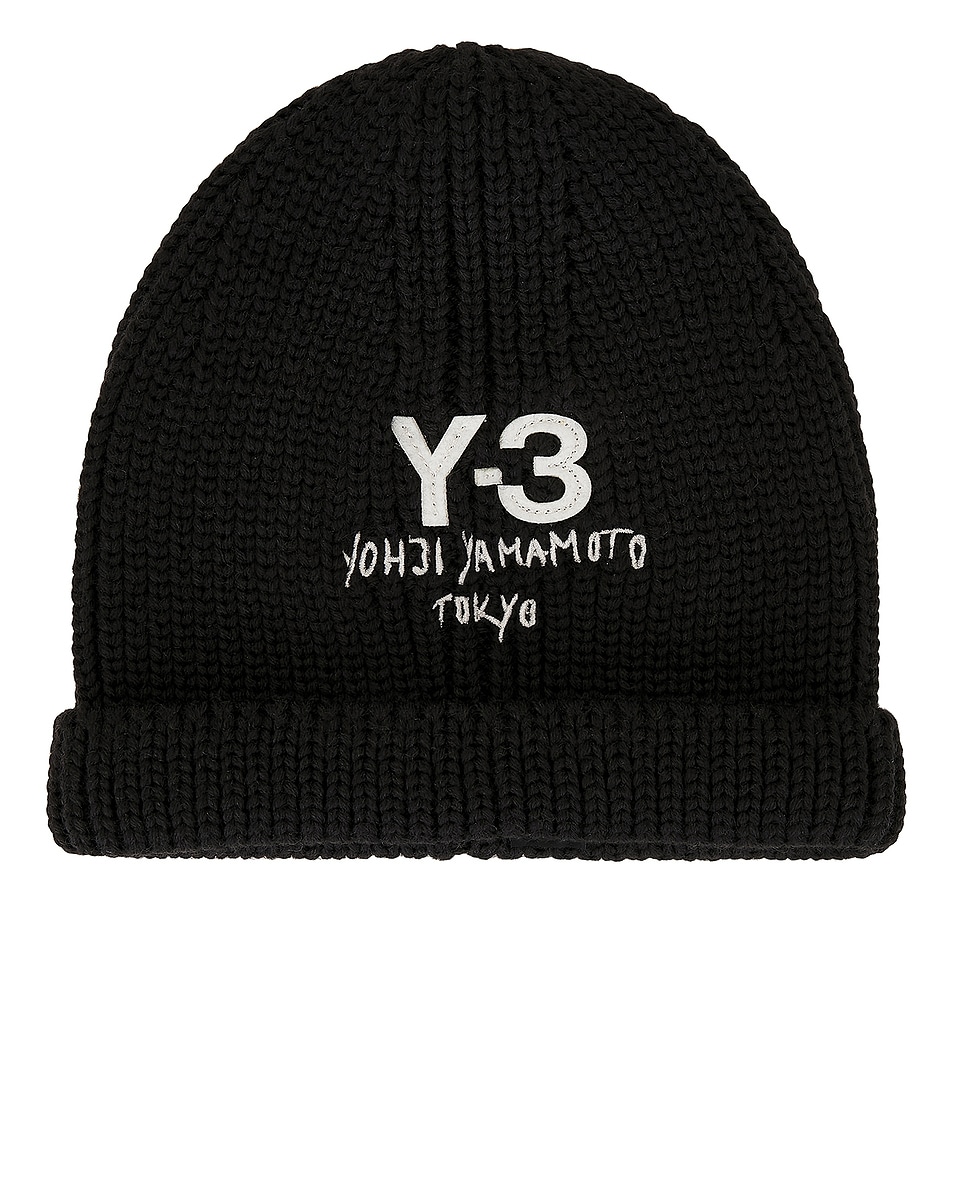 Image 1 of Y-3 Yohji Yamamoto Knit Beanie in Black