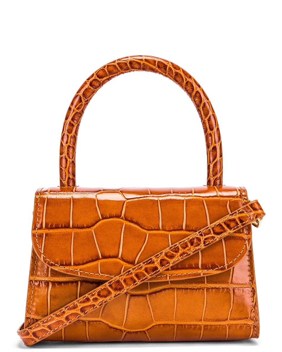 Image 1 of BY FAR Mini Croco Embossed Leather Bag in Tan