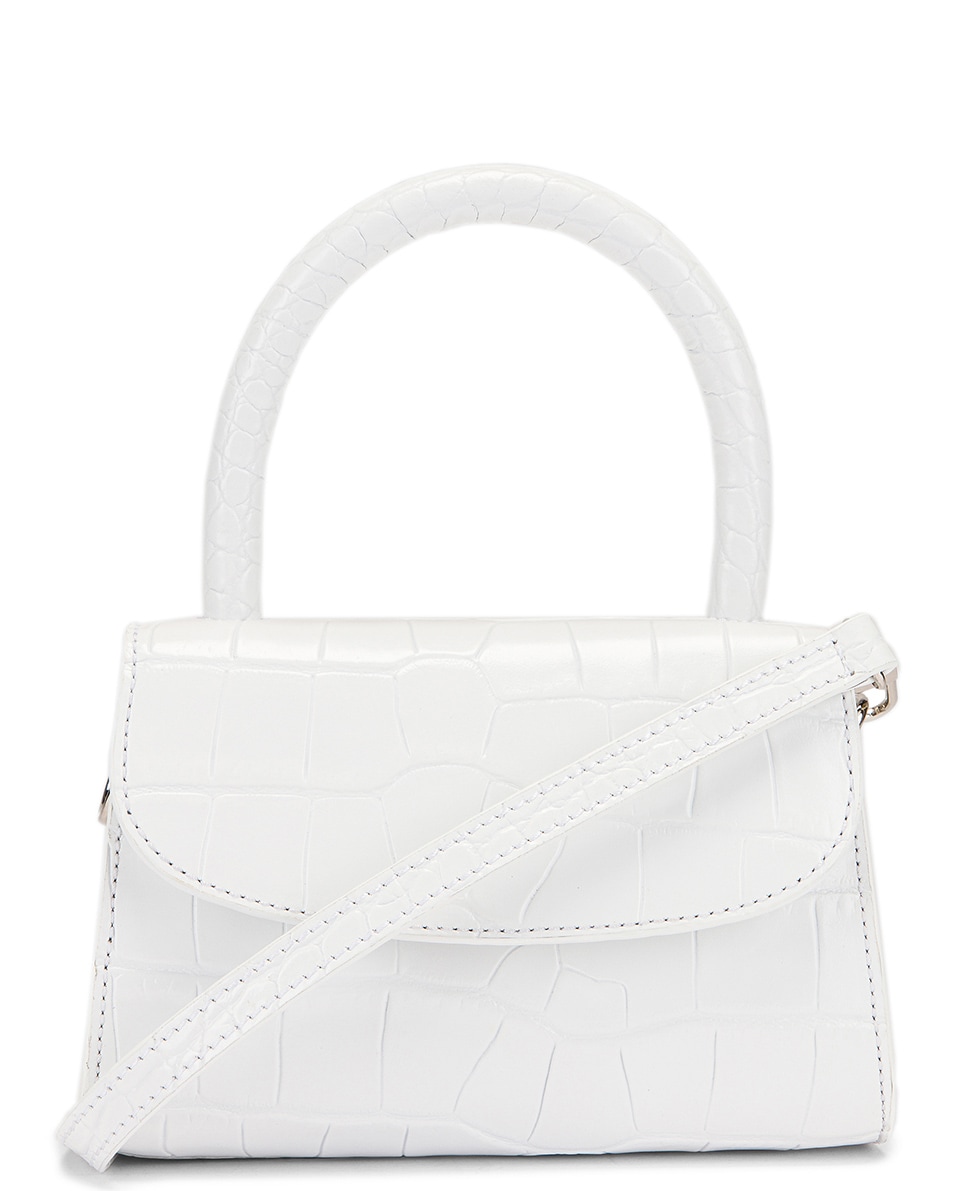 Image 1 of BY FAR Mini Croco Embossed Leather Bag in White