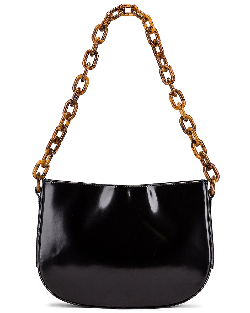 Image 1 of BY FAR Pelle Semi Patent Leather Shoulder Bag in Black