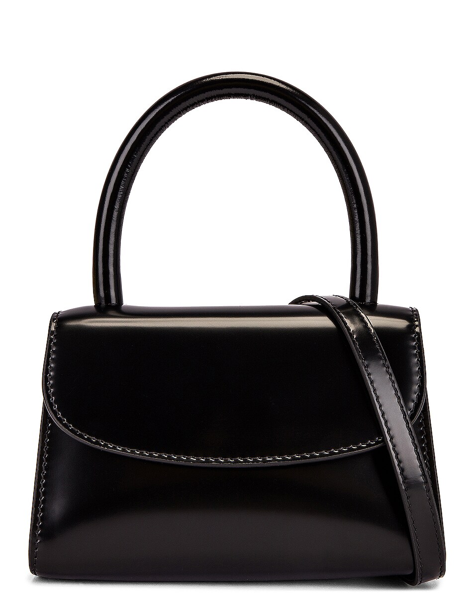 Image 1 of BY FAR Mini Semi Patent Leather Bag in Black