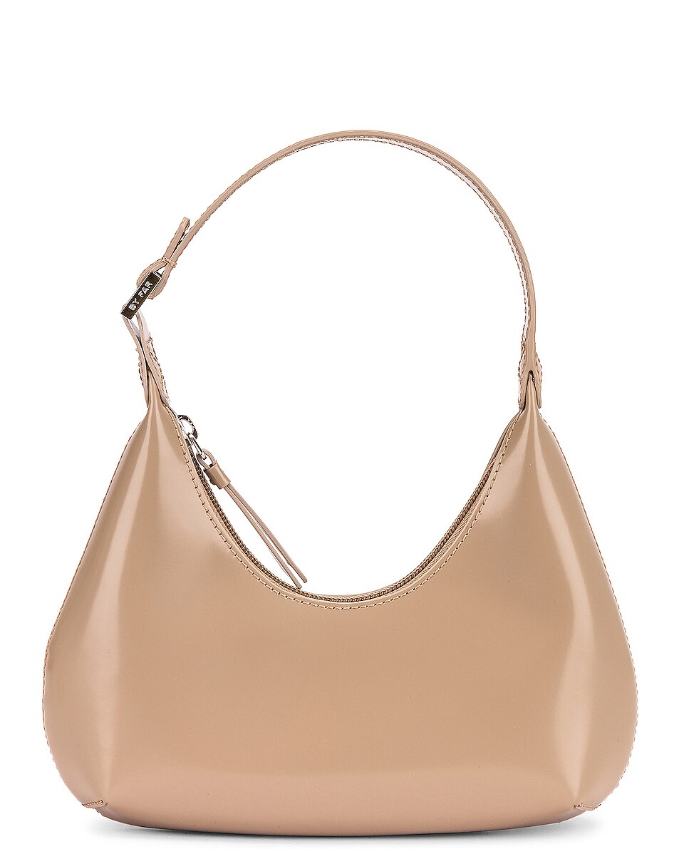 Image 1 of BY FAR Baby Amber Semi Patent Leather Bag in Khaki