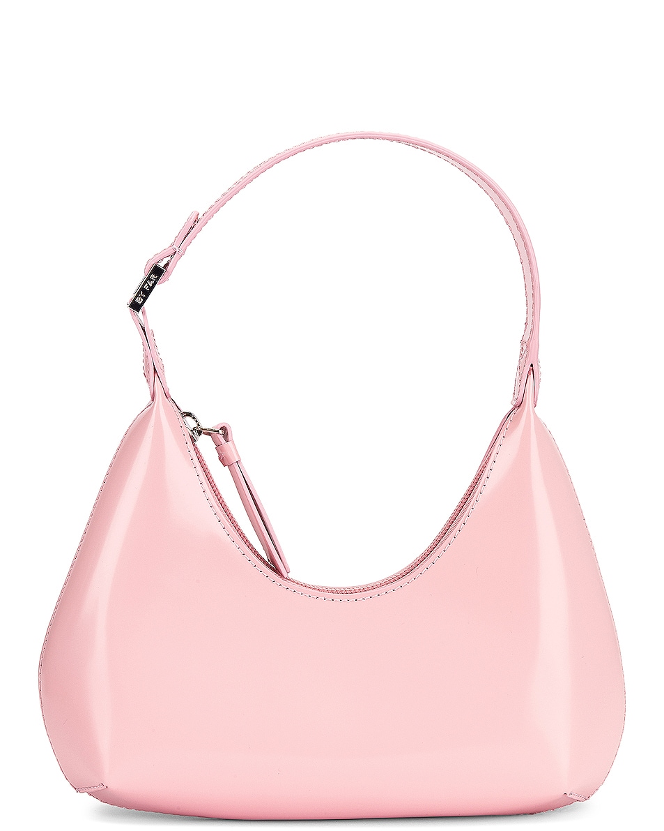 Image 1 of BY FAR Baby Amber Semi Patent Leather Bag in Peony