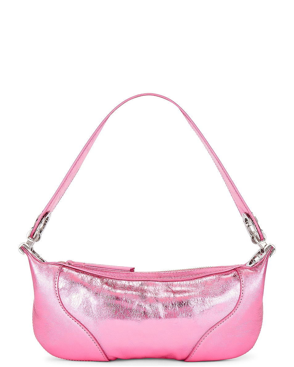 Image 1 of BY FAR Mini Amira Metallic Leather Bag in Lipstick