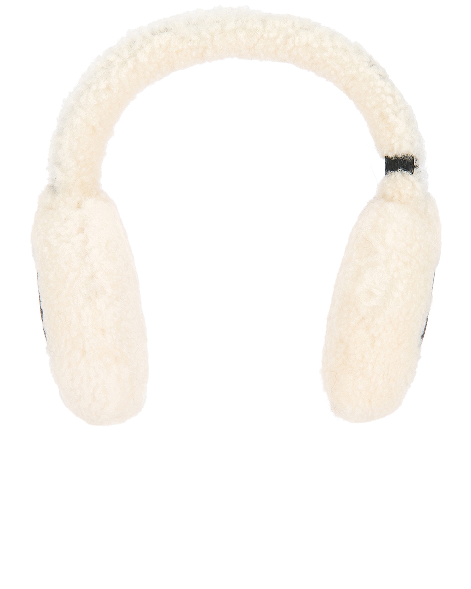 Image 1 of Yves Salomon Merino Earmuffs in Noir & Ivorie