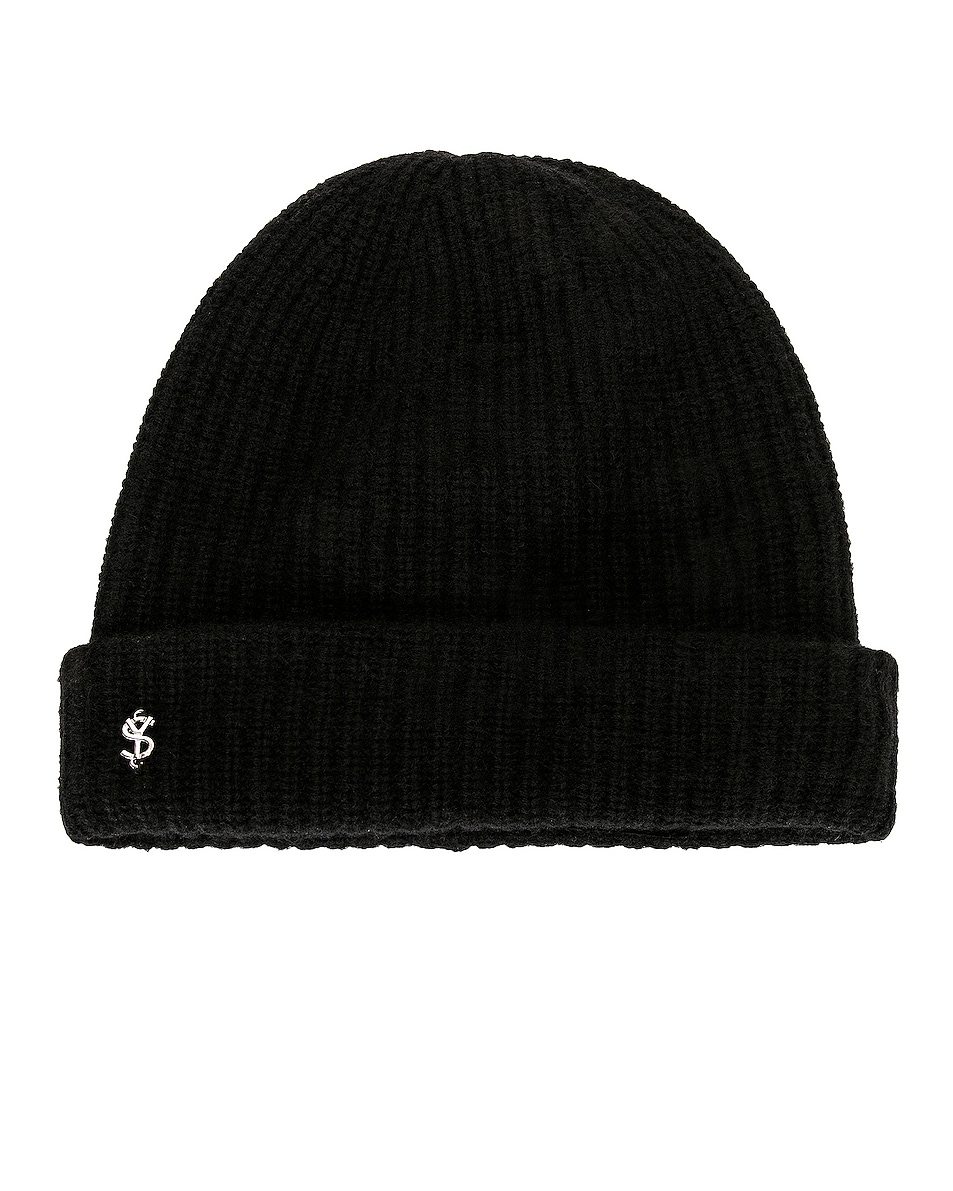 Image 1 of Yves Salomon Cashmere and Wool Beanie in Noir