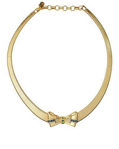 Vintage Christian Dior Bow Crystal Tubogas Necklace