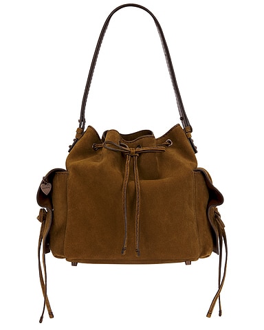 Multipocket Bucket Suede Bag