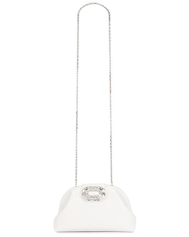 Camelia Leather Bag In White & Silver