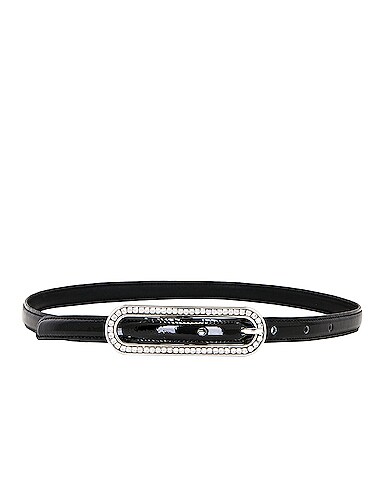 Crystal Buckle Patent Leather Belt