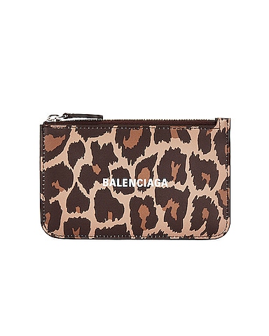 Balenciaga Cash Large Long Coin And Card Holder With Leopard Print