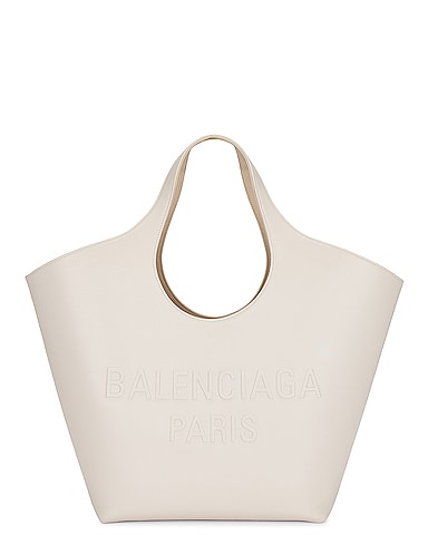 Balenciaga Paris Logoprint Leathertrim Canvas Tote Bag  Black Cream   Editorialist