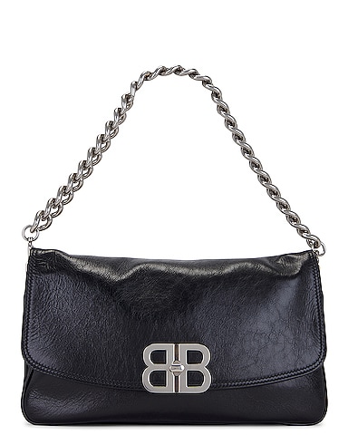 Medium Bb Soft Flap Bag In Black
