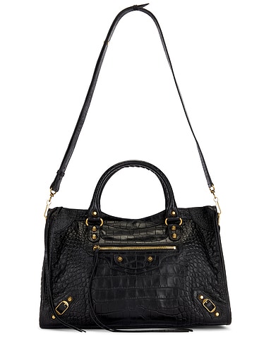 Le City Medium Croc Embossed Bag